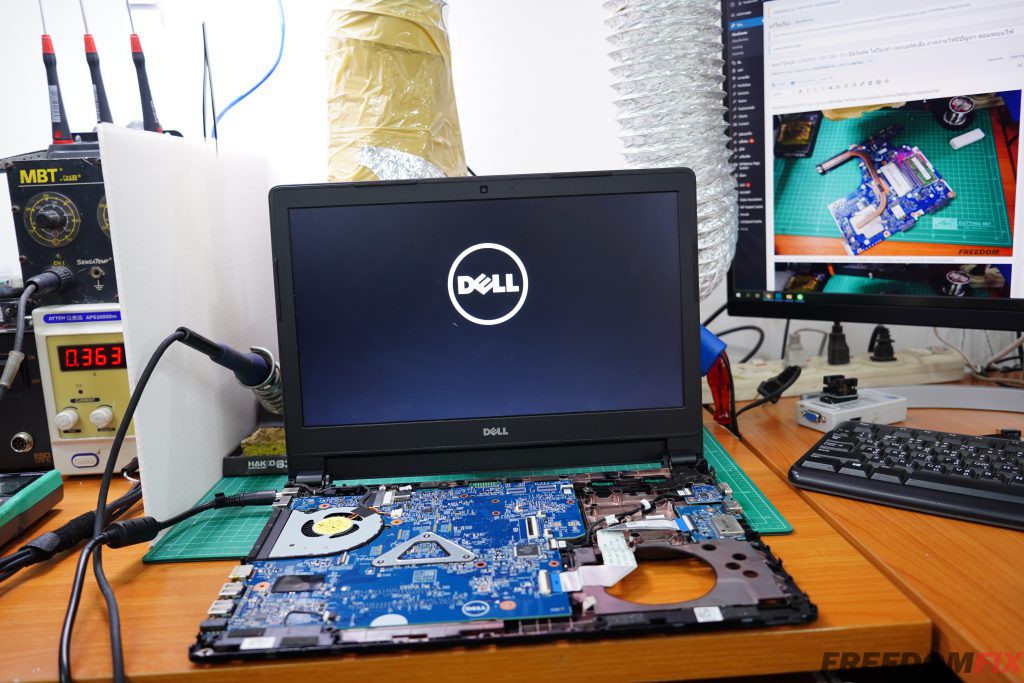 รับซ่อมโน๊ตบุ๊ค DELL Latitude 3470 เปิดไม่ติด ไฟไม่เข้า เมนบอร์ดเสีย ภาคจ่ายไฟมีปัญหา ซ่อมระบบไฟ LINE @FREEDOMFIX
