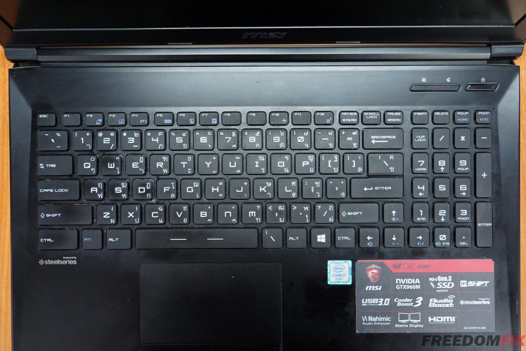 รับเปลี่ยนคีย์บอร์ด MSI GL62 6QF Keyboard เสีย กดไม่ติด ปุ่มหลุด น้ำหกใจ ปุ่มเสีย เปลี่ยนแป้นพิมพ์ใหม่ แบบมีไฟ LINE @FREEDOMFIX