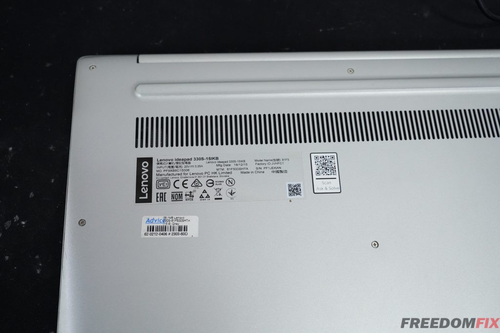 รับซ่อมโน๊ตบุ๊ค LENOVO 330S-15IKB เปิดไม่ติด ไฟไม่เข้า เครื่องพัง ใช้งานไม่ได้ เมนบอร์เสีย ภาคจ่ายไฟมีปัญหา LINE @FREEDOMFIX