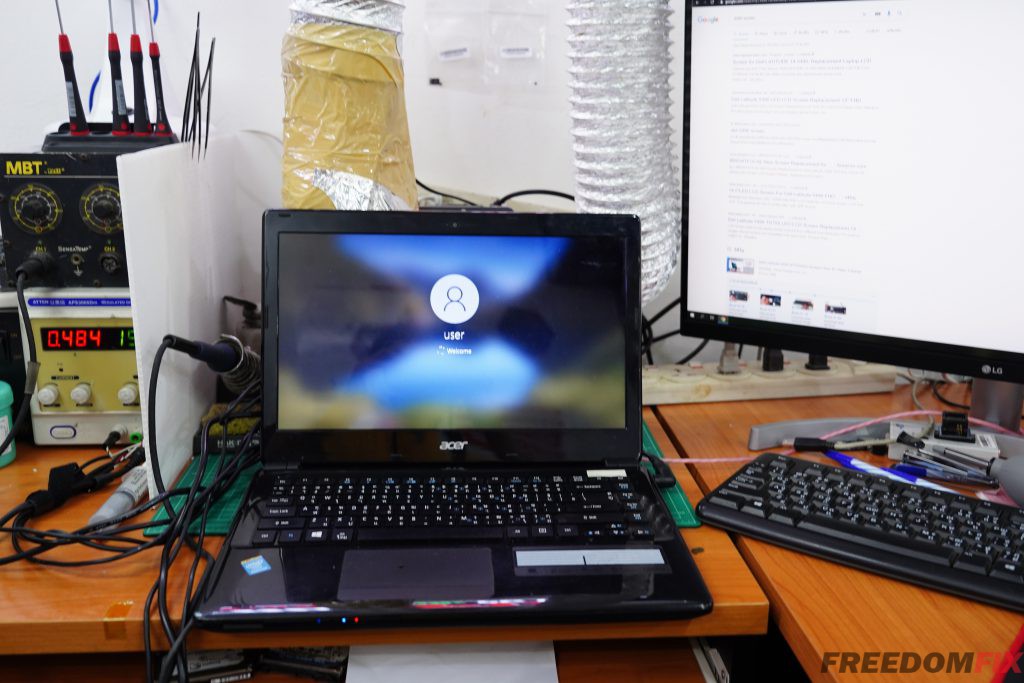 รับซ่อมโน๊ตบุ๊ค ACER E1-410 เปิดไม่ติด ไฟไม่เข้า โน๊ตบุ๊คเสีย เมนบอร์ดมีปัญหา ซ่อมระบบไฟ LINE @FREEDOMFIX