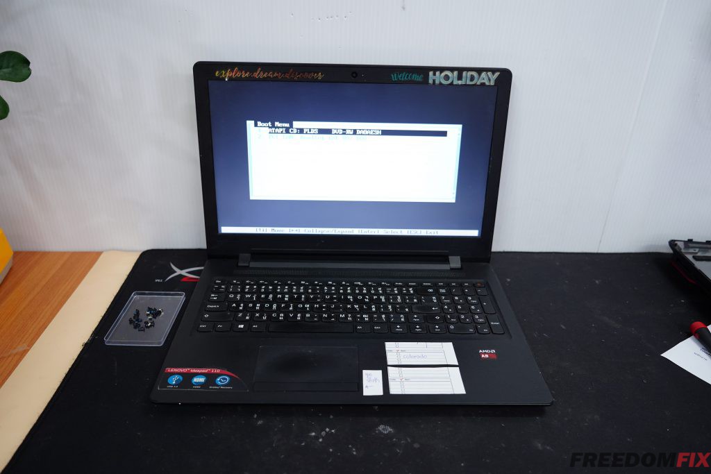 รับซ่อมโน๊ตบุ๊ค LENOVO 110-15ACL เปิดไม่ติด ไฟไม่เข้า เครื่องพัง เมนบอร์ดเสีย ภาคจ่ายไฟ มีปัญหา โดนน้ำ LINE @FREEDOMFIX