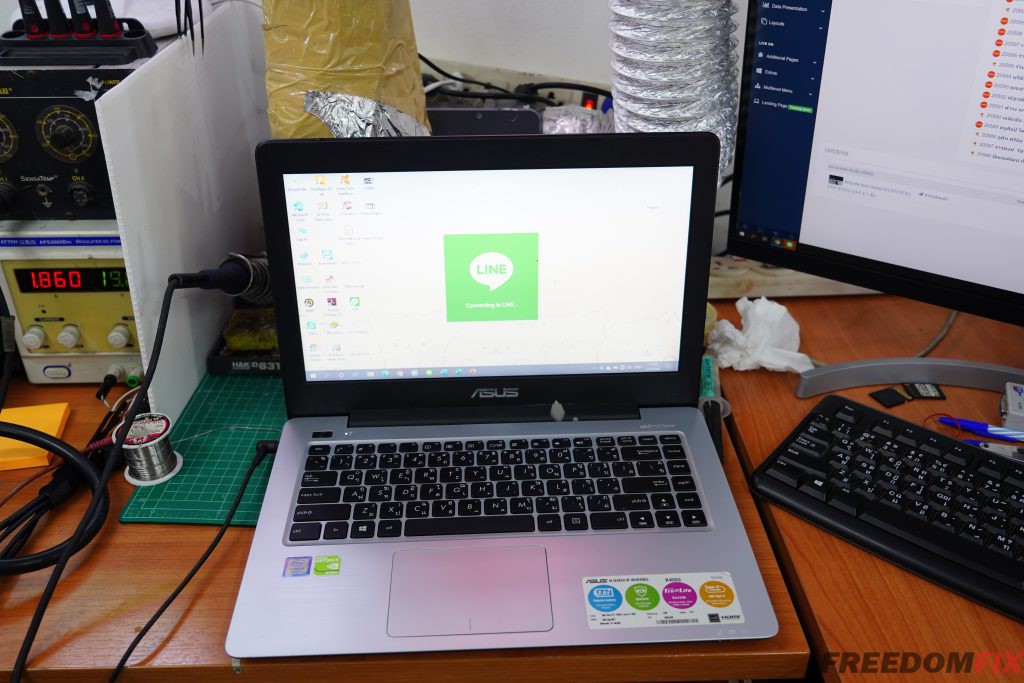รับซ่อมโน๊ตบุ๊ค ASUS K456U เปิดไม่ติด ไฟไม่เข้า เครื่องโดนน้ำ เมนบอร์ดเสีย ภาคจ่ายไฟมีปัญหา LINE @FREEDOMFIX