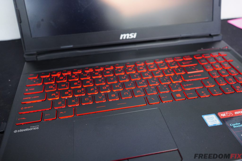 รับเปลี่ยนคีย์บอร์ด MSI GL63 8RE ปุ่มเสีย ปุ่มเสีย ปุ่มพัง คีย์บอร์ดพัง โดนน้ำ เปลี่ยนแป้นพิมพ์ LINE @FREEDOMFIX